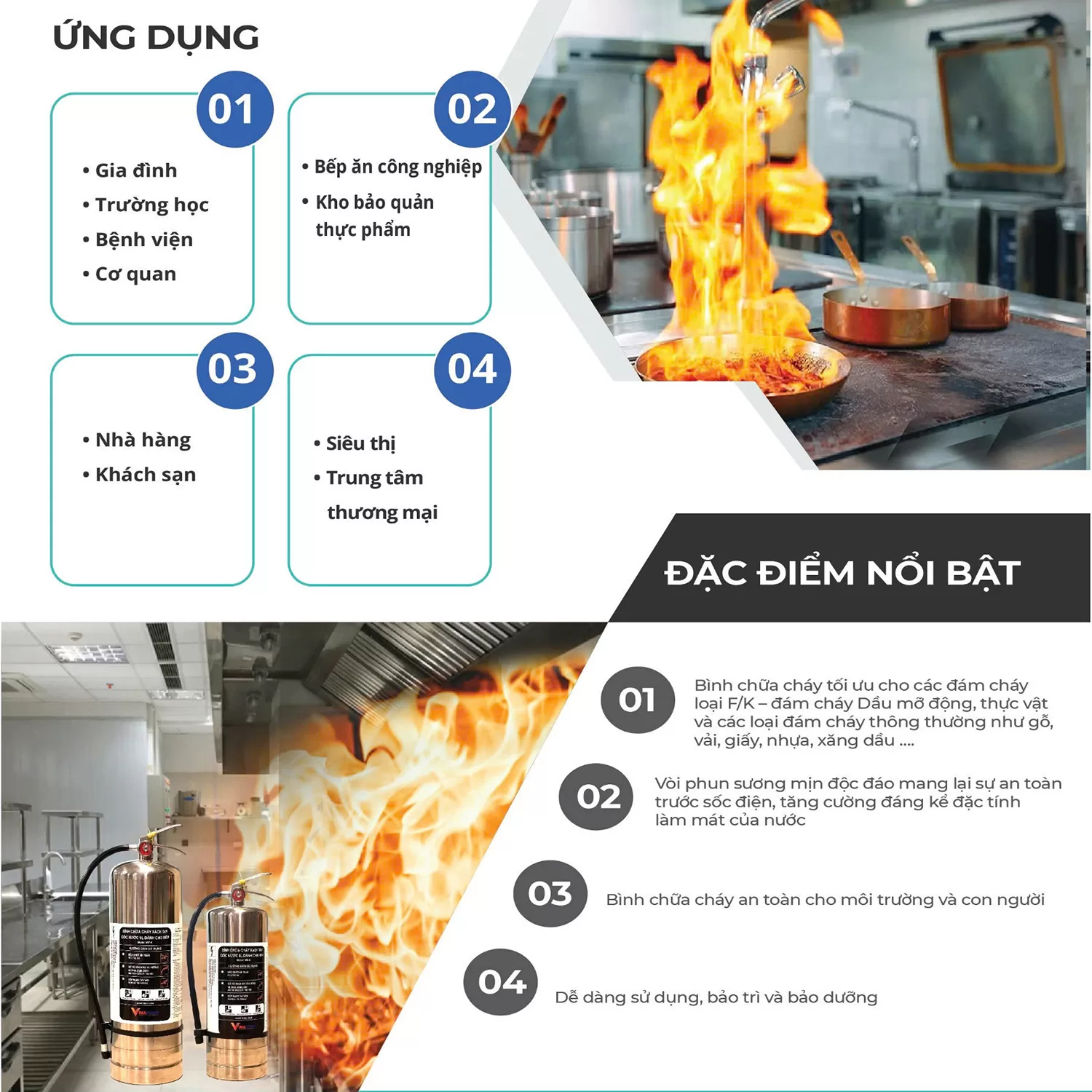Bình chữa cháy chuyên dụng cho nhà bếp VinaFoam V6F-K